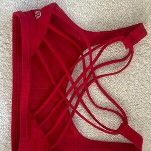 Red Lululemon Free to Be Sports Bra, size 2